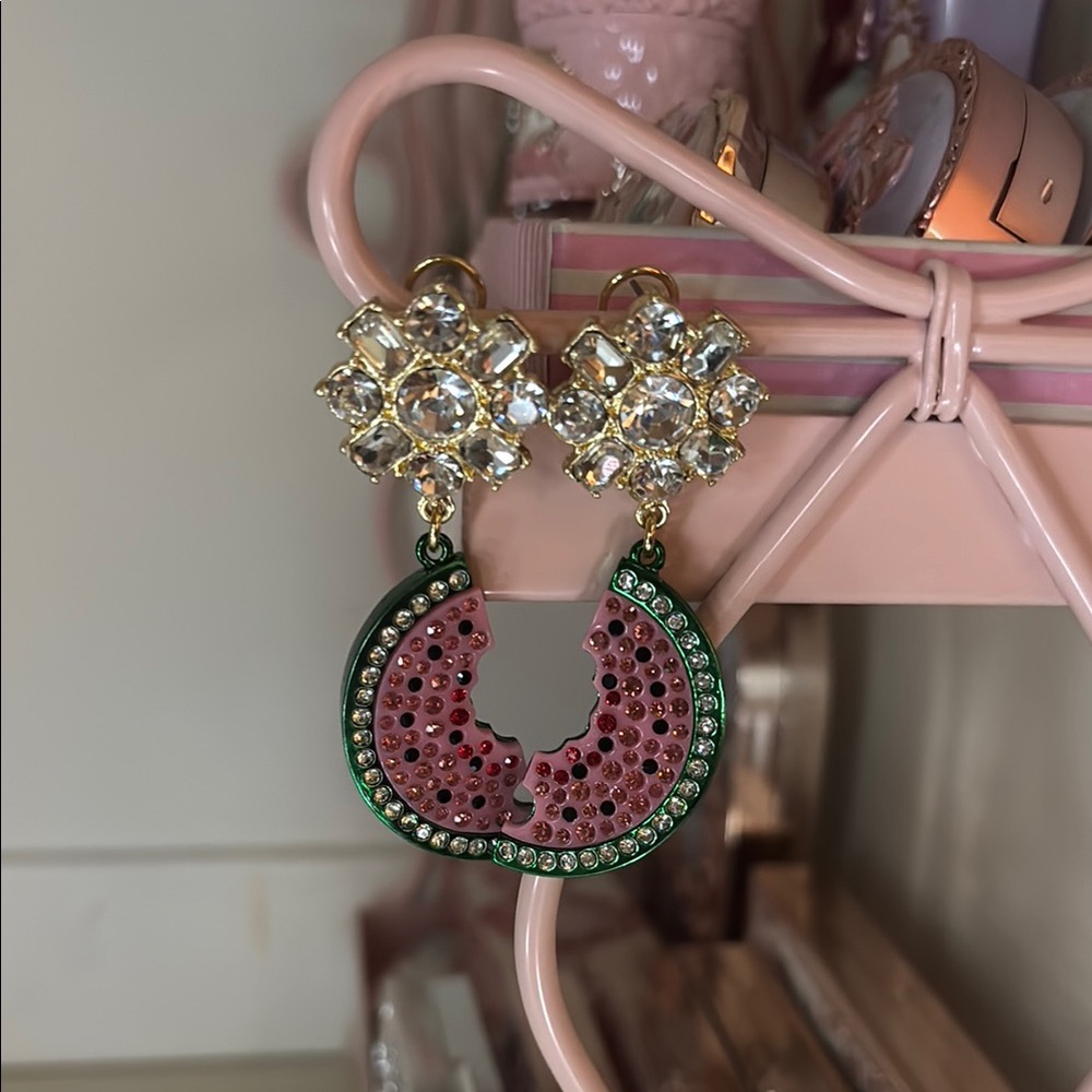 Betsey Johnson Gold and Pink Watermelon Earrings